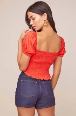 Mason Puff Sleeve Crop Top -Chic Ladies Wear Shop ACT15321B RED 4