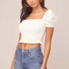 Mason Puff Sleeve Crop Top 2 Mason Puff Sleeve Crop Top -Chic Ladies Wear Shop ACT15321B WHITE 2
