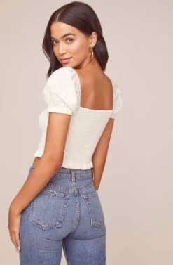 Mason Puff Sleeve Crop Top -Chic Ladies Wear Shop ACT15321B WHITE 4