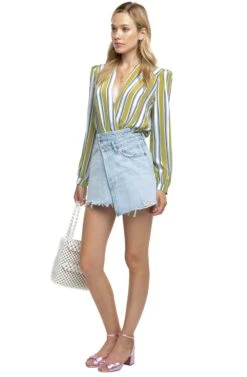 Quinn Striped Bodysuit 9 Quinn Striped Bodysuit -Chic Ladies Wear Shop ACT15351 MOSS MULTI FLORAL 2