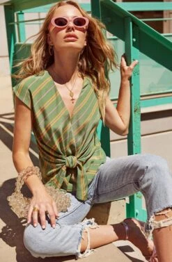 Clark Striped Top 8 Clark Striped Top -Chic Ladies Wear Shop ACT15362 EMERALD STRIPE 4AA