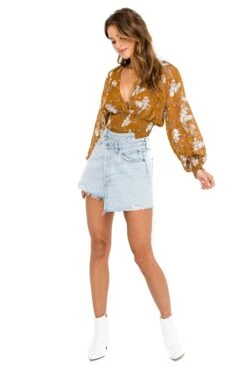 Smocked Wrap Front Floral Top 10 Smocked Wrap Front Floral Top -Chic Ladies Wear Shop ACT15366 CARAMEL ORANGE FLORAL 02