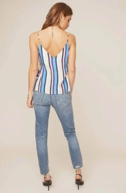 Ruth Striped Wrap Top -Chic Ladies Wear Shop ACT15398 PERIWINKLE MULTI STRIPE 9A