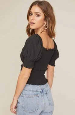 Glenna Smocked Top -Chic Ladies Wear Shop ACT15411 BLACK 4A