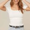 Glenna Smocked Top -Chic Ladies Wear Shop ACT15411 WHITE 3 2 A