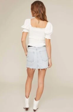 Glenna Smocked Top -Chic Ladies Wear Shop ACT15411 WHITE 5A