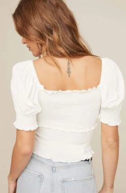 Glenna Smocked Top -Chic Ladies Wear Shop ACT15411 WHITE 6A