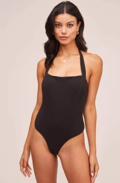 Shelley Halter Bodysuit -Chic Ladies Wear Shop ACT15417 BLACK 1A