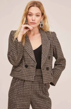 Manhattan Blazer 10 Manhattan Blazer -Chic Ladies Wear Shop ACT15501 HAZELNUT HOUNDSTOOTH 4