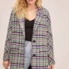 Keller Plaid Coat -Chic Ladies Wear Shop ACT15537B GREEN NAVY MULTI PLAID 2
