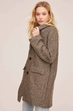 Keller Coat -Chic Ladies Wear Shop ACT15537 TAUPE CHEVRON MULTI 2
