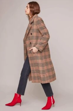 Vernon Plaid Coat -Chic Ladies Wear Shop ACT15538 CHESTNUT PLAID 3A