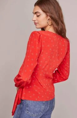 Olympia Floral Top -Chic Ladies Wear Shop ACT15575B RED FLORAL DOT 4A
