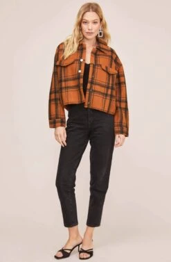 Dakota Plaid Jacket -Chic Ladies Wear Shop ACT15589 RUST BLACK PLAID 1