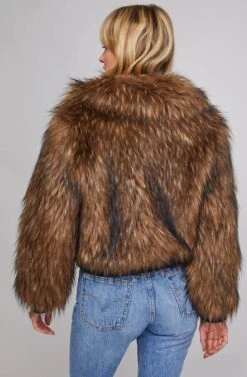 Jiselle Faux Fur Jacket -Chic Ladies Wear Shop ACT15607 FOXY BROWN 5