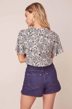 Jules Wrap Top -Chic Ladies Wear Shop ACT15688C BLACK WHITE COLLAGE 4