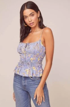 Fiona Floral Top -Chic Ladies Wear Shop ACT15771 PERIWINKLE MULTI FLORAL 2