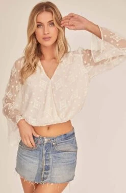Saskia Wrap Sheer Top -Chic Ladies Wear Shop ACT15773 OFF WHITE 3A
