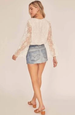 Saskia Wrap Sheer Top -Chic Ladies Wear Shop ACT15773 OFF WHITE 6A