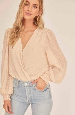 Dixie Wrap Top Bodysuit 23 Dixie Wrap Top Bodysuit -Chic Ladies Wear Shop ACT15781B BUTTERMILK 2A