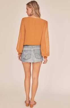 Dixie Wrap Top Bodysuit 16 Dixie Wrap Top Bodysuit -Chic Ladies Wear Shop ACT15781B GOLDEN HOUR 3A