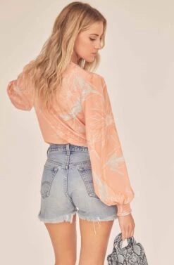 Dixie Floral Sketch Bodysuit 12 Dixie Floral Sketch Bodysuit -Chic Ladies Wear Shop ACT15781 CORAL SKETCH FLORAL 4A