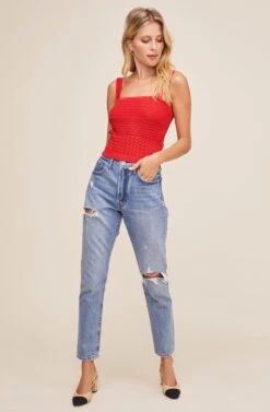 Darci Smocked Top -Chic Ladies Wear Shop ACT15849 RED 1