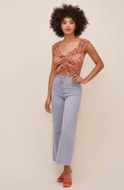 Rue Cinched Tie Front Top -Chic Ladies Wear Shop ACT15911C PINKMULTIFLORAL 1