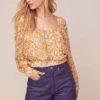 Willa Floral Top -Chic Ladies Wear Shop ACT15914 TANGERINE MULTI FLORAL 3
