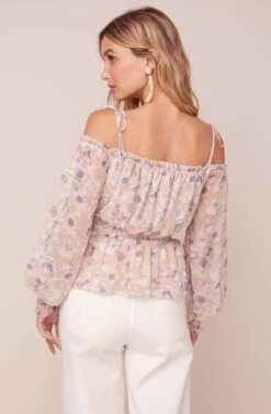 Harlee Floral Cold Shoulder Top 10 Harlee Floral Cold Shoulder Top -Chic Ladies Wear Shop ACT15929 PEACH GREY FLORAL 4