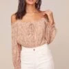 Nirvana Floral Off Shoulder Bodysuit 2 Nirvana Floral Off Shoulder Bodysuit -Chic Ladies Wear Shop ACT15935 APRICOT BLK SKETCH FLORAL 2