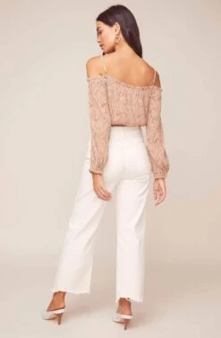 Nirvana Floral Off Shoulder Bodysuit -Chic Ladies Wear Shop ACT15935 APRICOT BLK SKETCH FLORAL 3