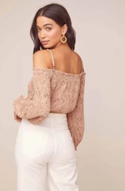 Nirvana Floral Off Shoulder Bodysuit -Chic Ladies Wear Shop ACT15935 APRICOT BLK SKETCH FLORAL 4