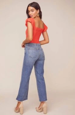 Aegean Puff Sleeve Bodysuit -Chic Ladies Wear Shop ACT15967 HOT ORANGE 3 edit 2