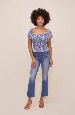 January Floral Smocked Peplum Top -Chic Ladies Wear Shop ACT16012SF NAVYBLUEFLORAL 1