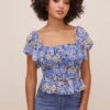 January Floral Smocked Peplum Top -Chic Ladies Wear Shop ACT16012SF NAVYBLUEFLORAL 3