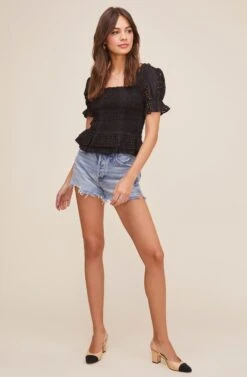 Retreat Eyelet Top -Chic Ladies Wear Shop ACT16021 BLACK 1