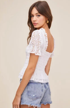 Retreat Eyelet Top -Chic Ladies Wear Shop ACT16021 WHITE 4