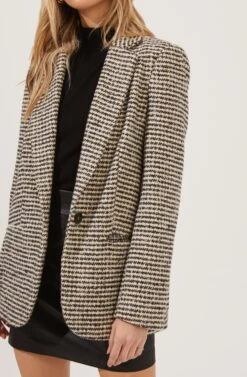 Harlow Houndstooth Oversized Blazer -Chic Ladies Wear Shop ACT16133B HAZELNUT BLACKHOUNDSTOOTH 4