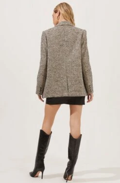 Harlow Houndstooth Oversized Blazer -Chic Ladies Wear Shop ACT16133B HAZELNUT BLACKHOUNDSTOOTH 5