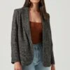Harlow Herringbone Blazer -Chic Ladies Wear Shop ACT16133H BROWN BLUEHERRINGBONE 2 NEW