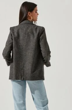 Harlow Herringbone Blazer -Chic Ladies Wear Shop ACT16133H BROWN BLUEHERRINGBONE 4 NEW