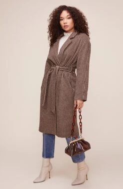 Roxanne Houndstooth Coat -Chic Ladies Wear Shop ACT16166 MOCHA MULTI 2