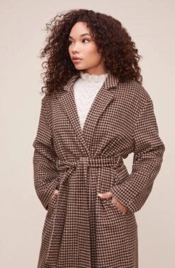 Roxanne Houndstooth Coat -Chic Ladies Wear Shop ACT16166 MOCHA MULTI 3