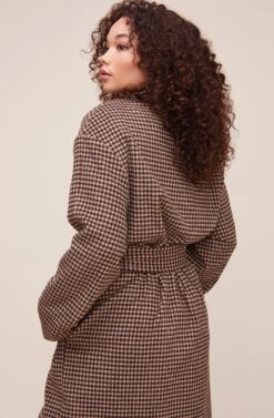 Roxanne Houndstooth Coat -Chic Ladies Wear Shop ACT16166 MOCHA MULTI 5