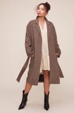 Roxanne Houndstooth Coat -Chic Ladies Wear Shop ACT16166 MOCHA MULTI 7