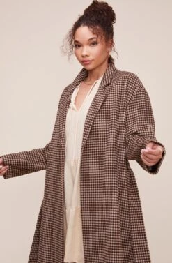 Roxanne Houndstooth Coat -Chic Ladies Wear Shop ACT16166 MOCHA MULTI 8