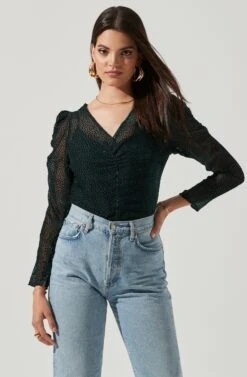 Spot Me Burnout Polka Dot Long Sleeve Top