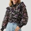Everly Floral Smocked Waist Top 1 Everly Floral Smocked Waist Top -Chic Ladies Wear Shop ACT16199JC BLACKLILACMULTIFLORAL 2