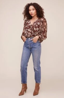 Odette Floral Bodysuit -Chic Ladies Wear Shop ACT16220 CINNAMON MULTI FLORAL 2